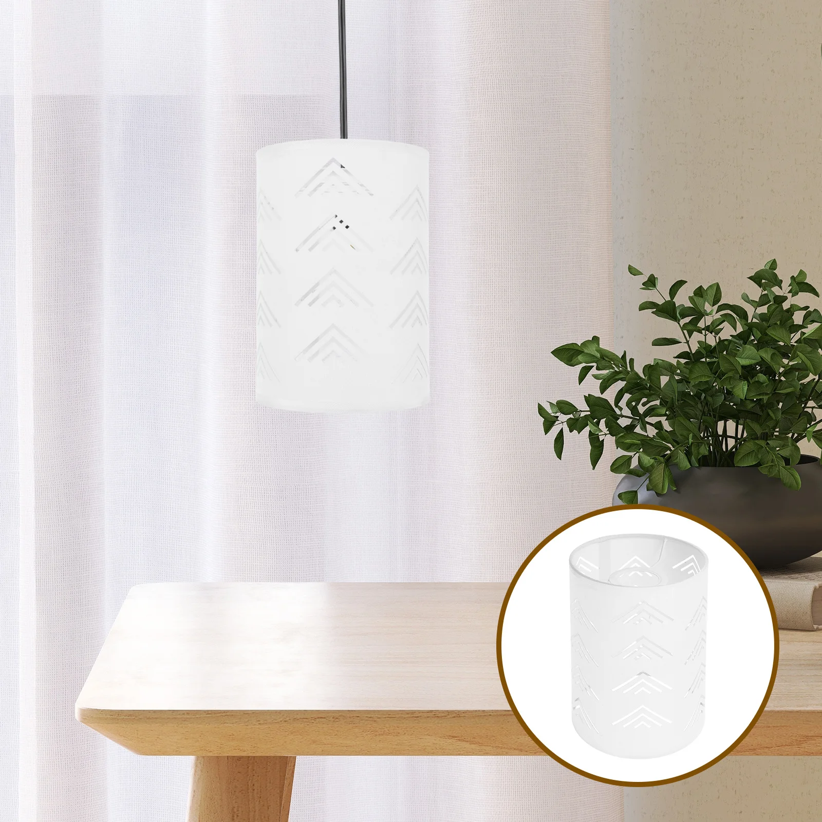 

Lamp Shades Bedroom Lampshade Hollow Cloth Cover Fabric Carved Light Lampshades Beige for Ceiling Exquisite