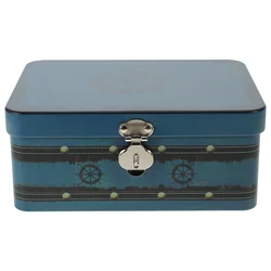 Storage Box Tin Case with Lock Jewelry Vintage Tinplate Container Desktop Storage Boxes with Lock Small Sundries Containers