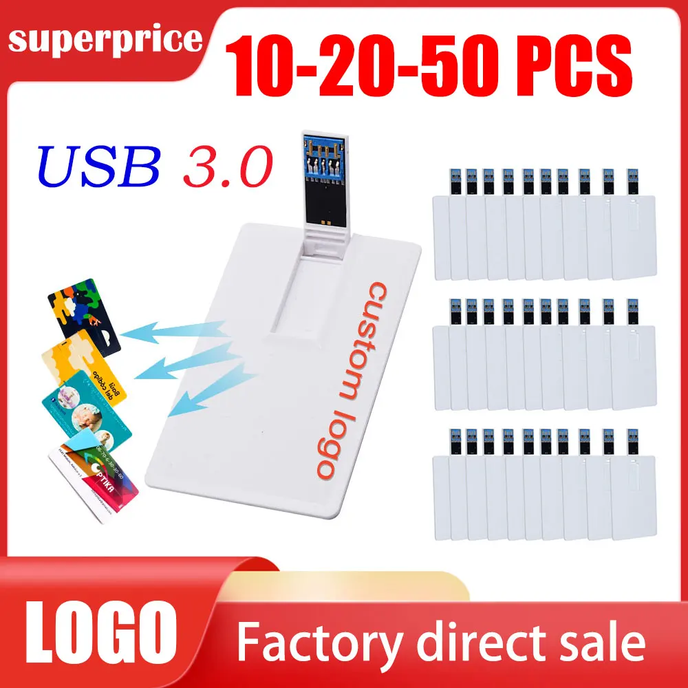 

10/20/50PCS/LOT Free logo USB Flash Drive 100% capacity 4GB 8GB 16GB 32Gb credit card custom logo top quality Creative Pendrive