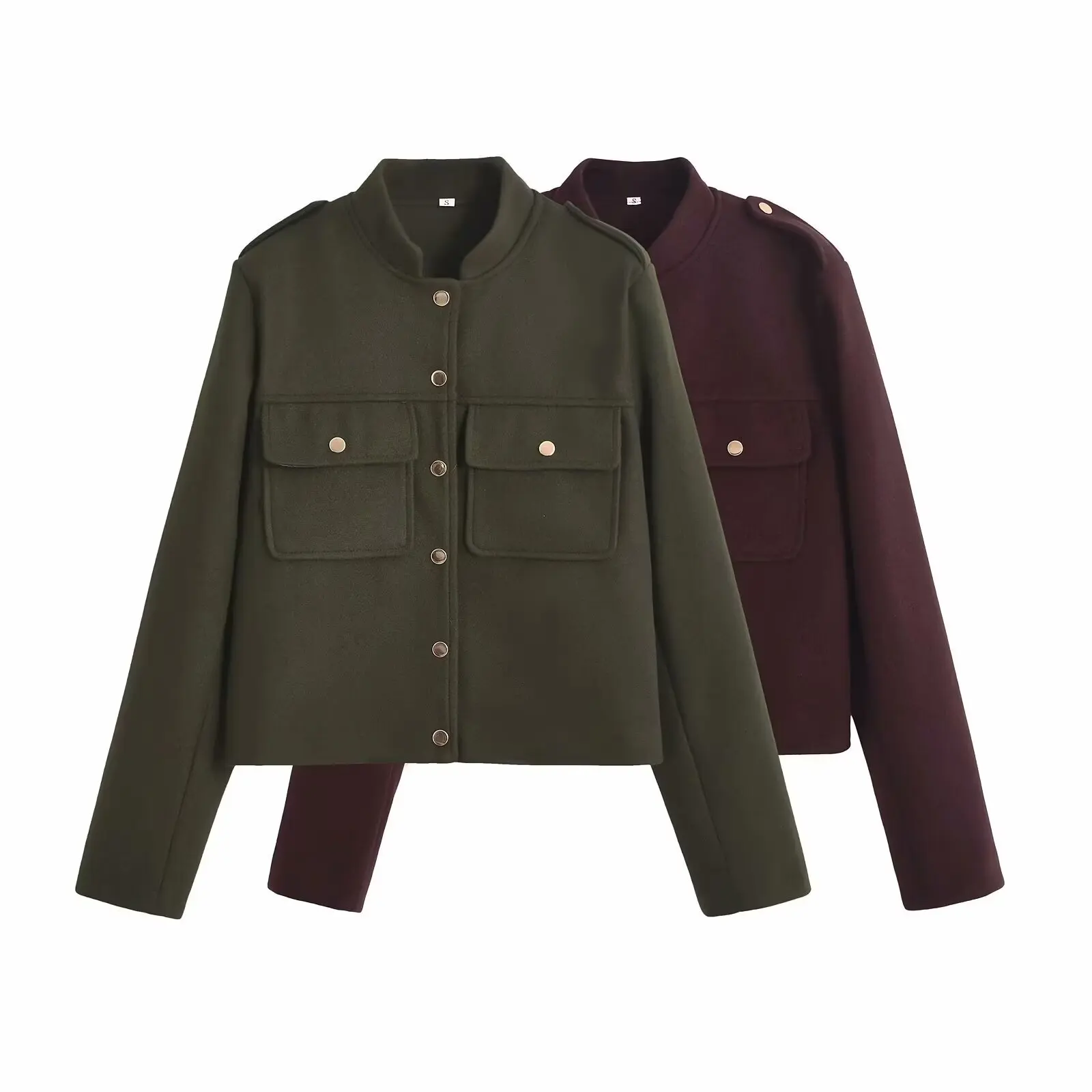 

European and American style new fashion simple single-breasted woolen jacket women's spring and autumn versatile woolen jacket