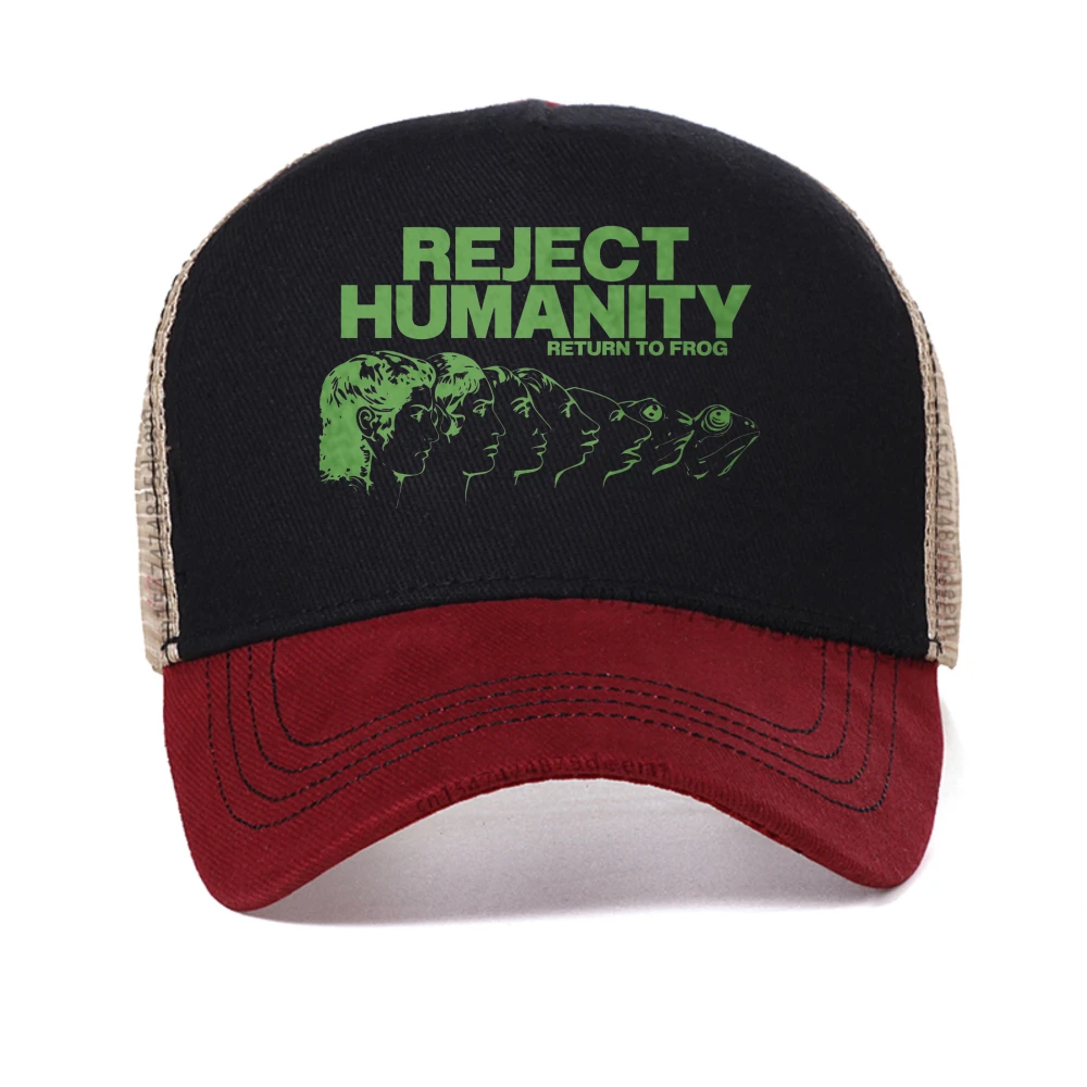 

Reject Humanity Return To Frog Funny Meme baseball cap Humor Fashion Design Men Women sun hat summer adjustable mesh trucker hat