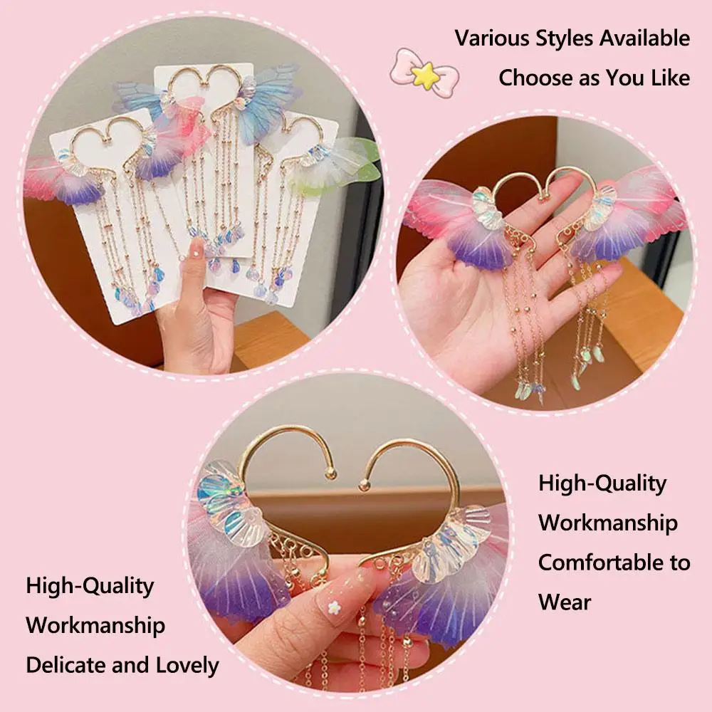 Boucles d'oreilles Vintage mignonnes pour enfants, princesse pour bébés filles, sirène, elfe, manchettes d'oreilles, Halloween Cosplay, pompon féerique, crochets d'oreille