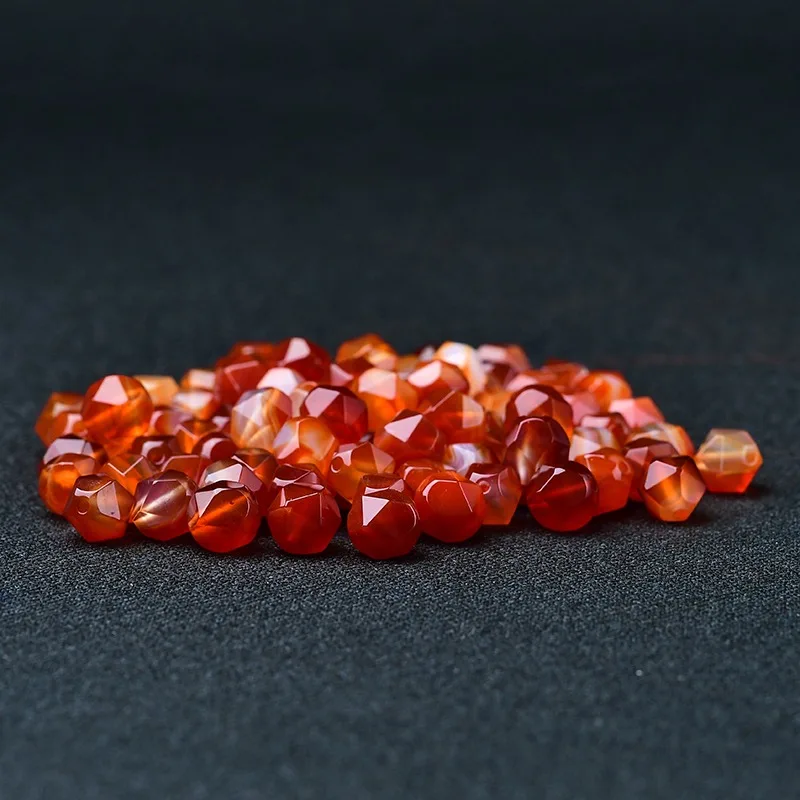 Natural red striped agate diamond faceted faceted loose beads