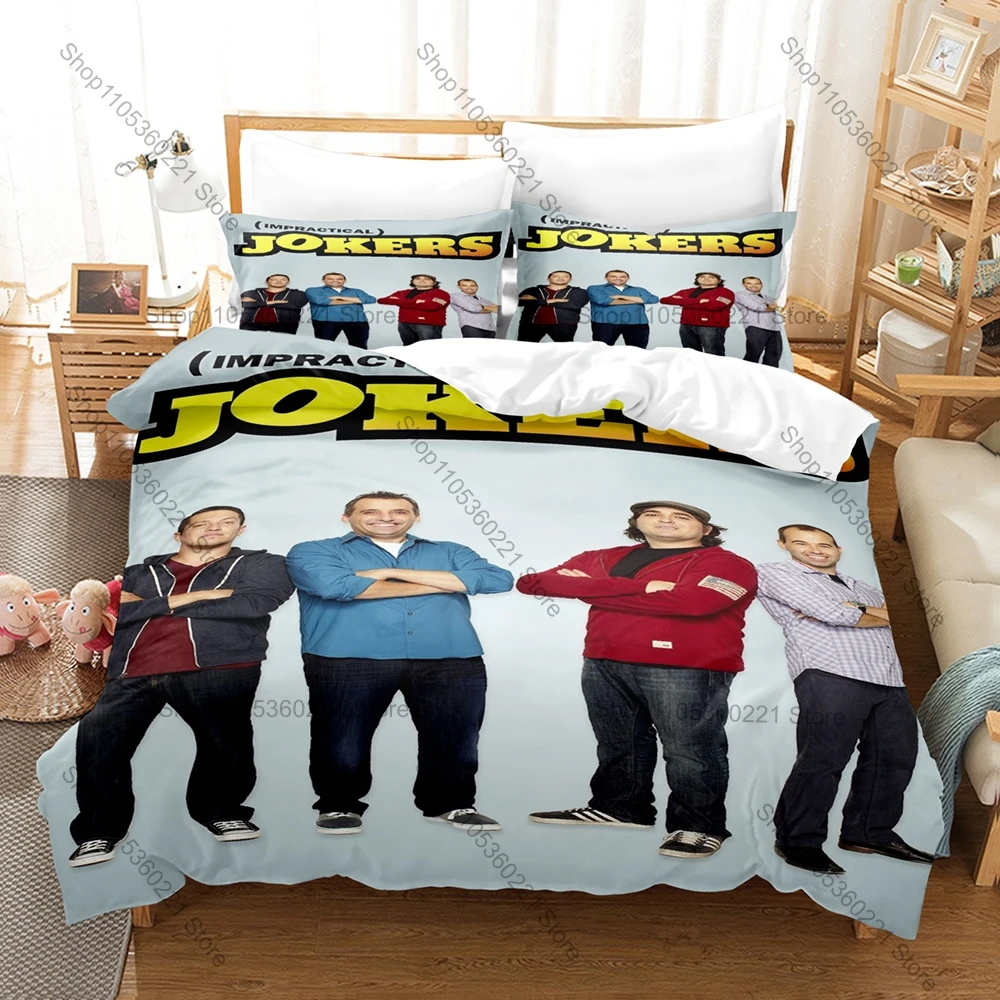 Impractical Jokers Bedding Set Duvet Cover + 2 Pillowcases Comedy Prank TV Show Four Guys Funny Retro Bedroom Decor