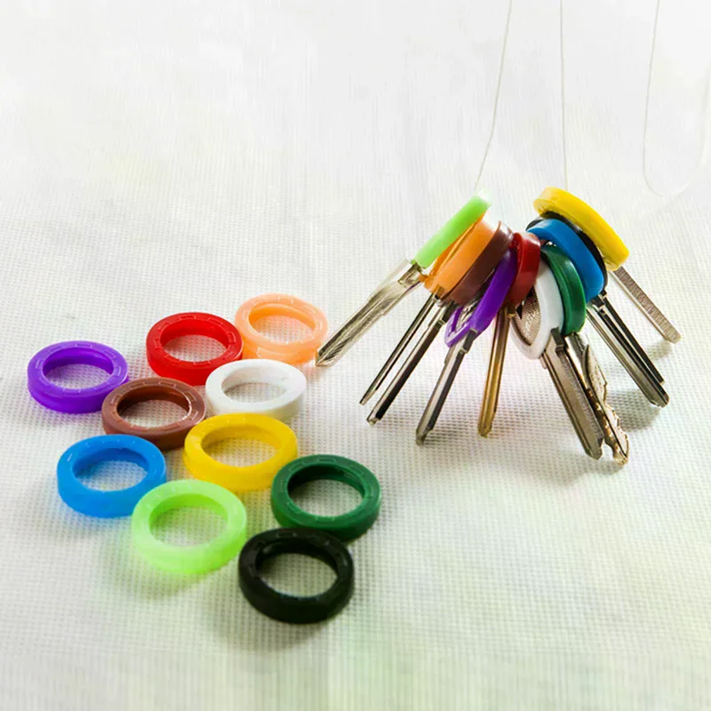 30pcs/lot Multicolor Elastic Mixed Color Hollow Rubber Key Covers Round Soft Silicone Keys Locks Cap Keyring Case