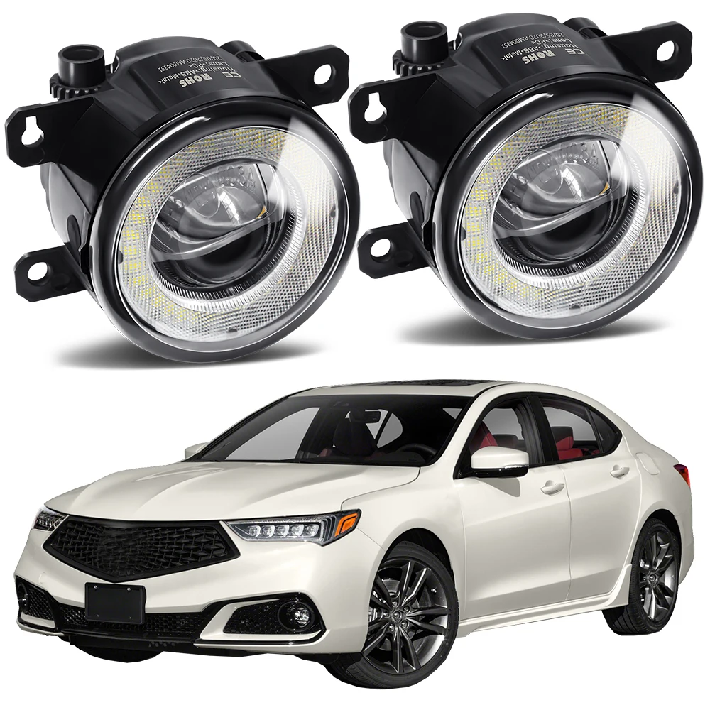 

2 Pieces 30W Fog Light Assembly For Acura TLX 2018-2020 Car Front Bumber LED Lens Angel Eye Daytime Running Light DRL 8000LM 12V