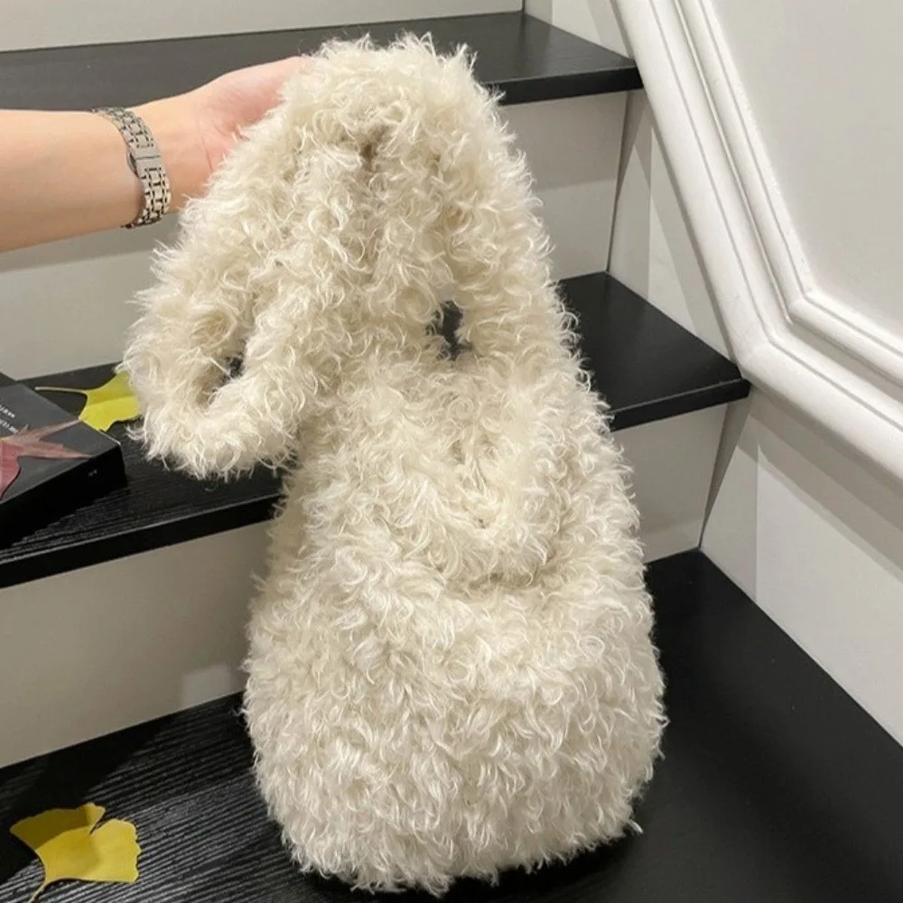 

Cute Faux Fur Fuzzy Tote Bag Large Fluffy Shoulder Bag Soft Underarm Bags Women