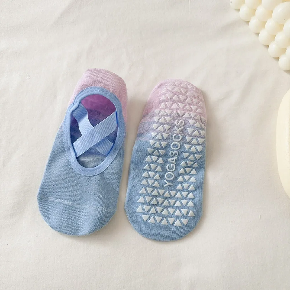 Sweet Non-Slip Gradient Silicone Yoga Socks Patchwork Sweat-Absorbent Fitness PilatesSocks Soft Breathable Floor Socks Women
