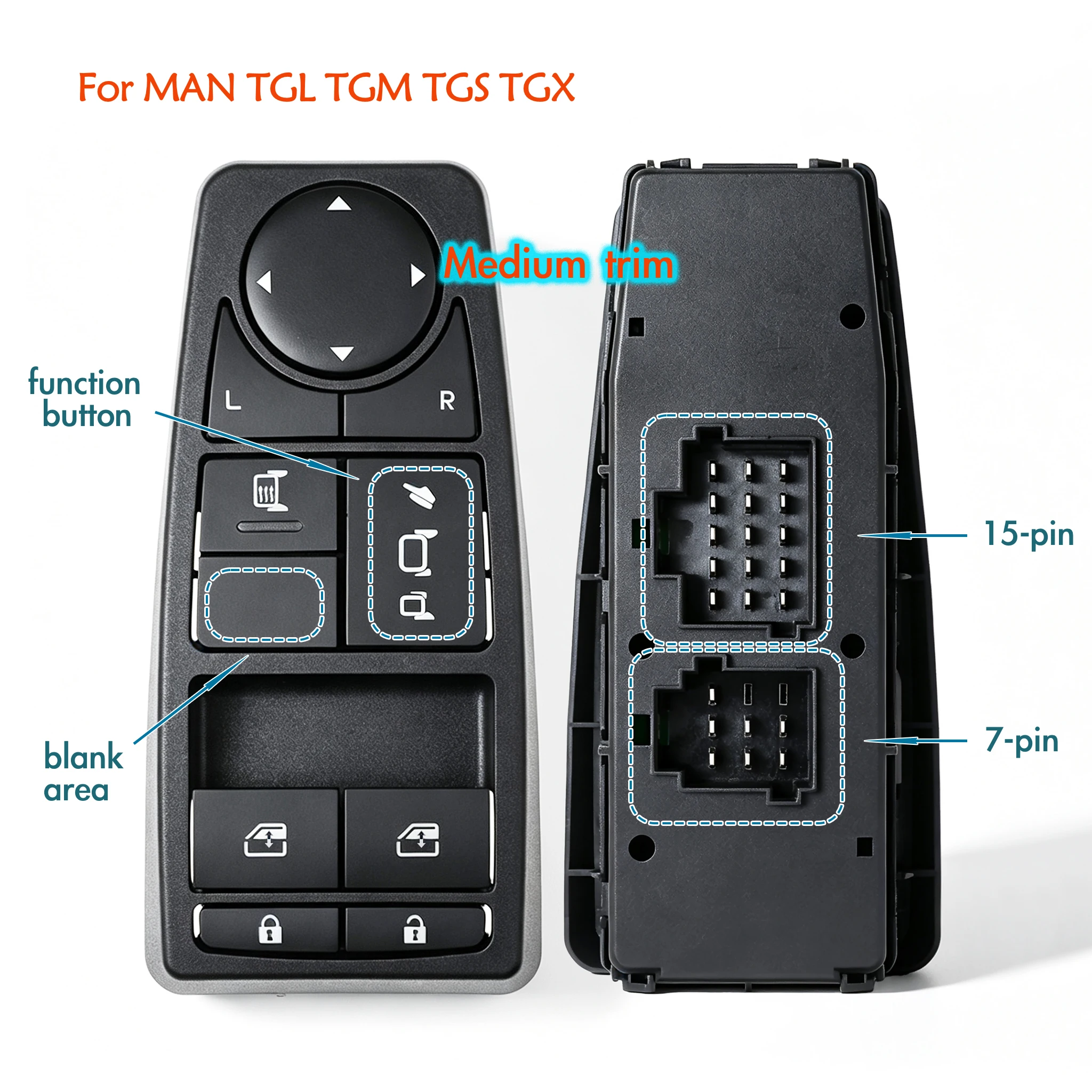 81258067093 81258067063 For MAN Truck TGL TGM TGS TGX,Driver Side Electric Master Power Window Switch Lifter Control Button