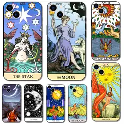 黒のtpuソフトケース,iphone, moon, star, sun, tarot 14, 20se, 6s, 7, 8 plus, x, 10, xr, xs, 11用12、13、ミニ、プロ、最大