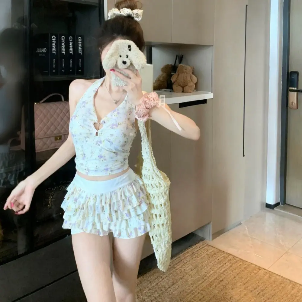 

2pcs Fashion High Waisted Bikini Sets for Women Tummy Control Sweet Swimsuits Comfortable Sexy Women Swimwear Set Summer Season