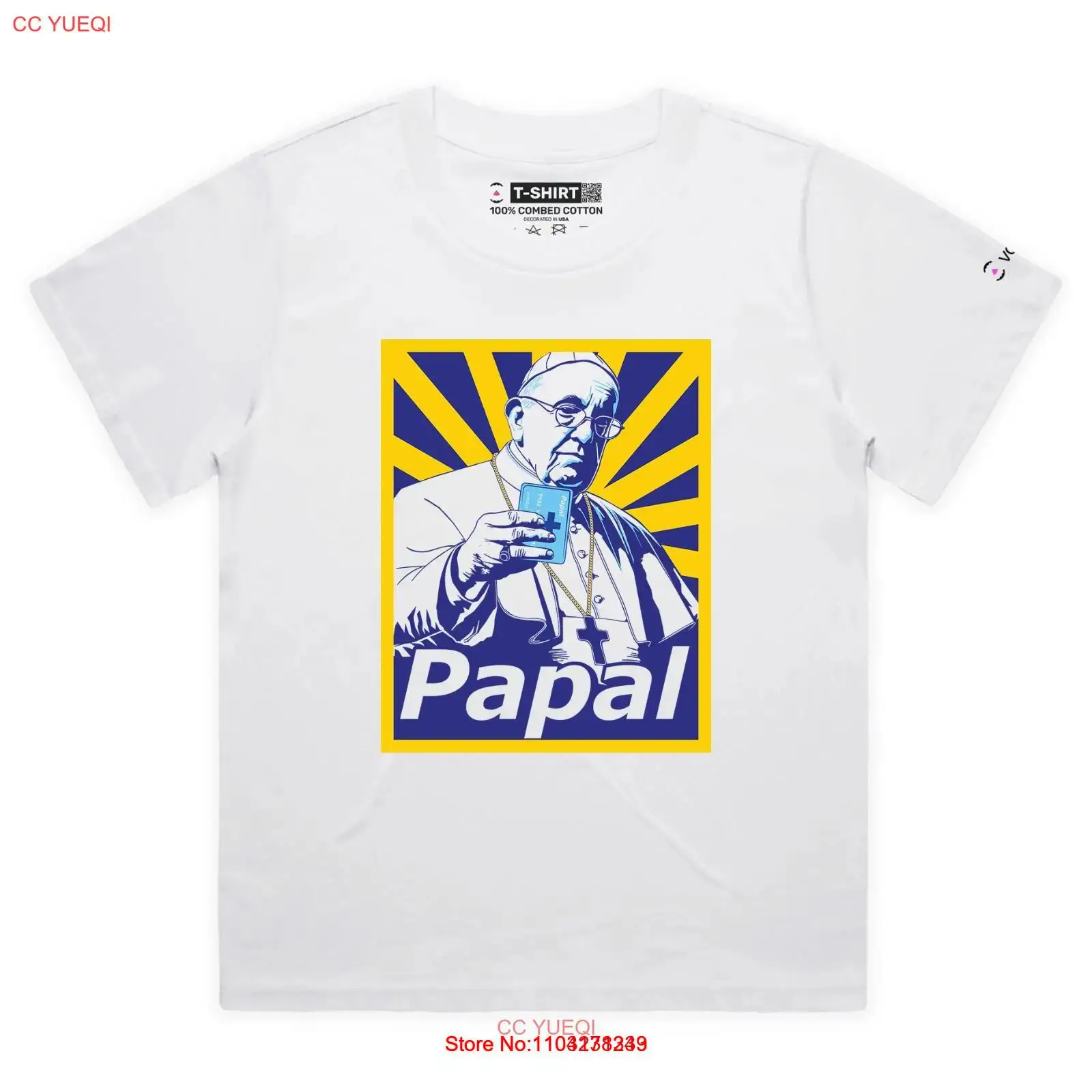 Premium T-shirt with the Pope Making a Payment by Papal – (VOICEART)