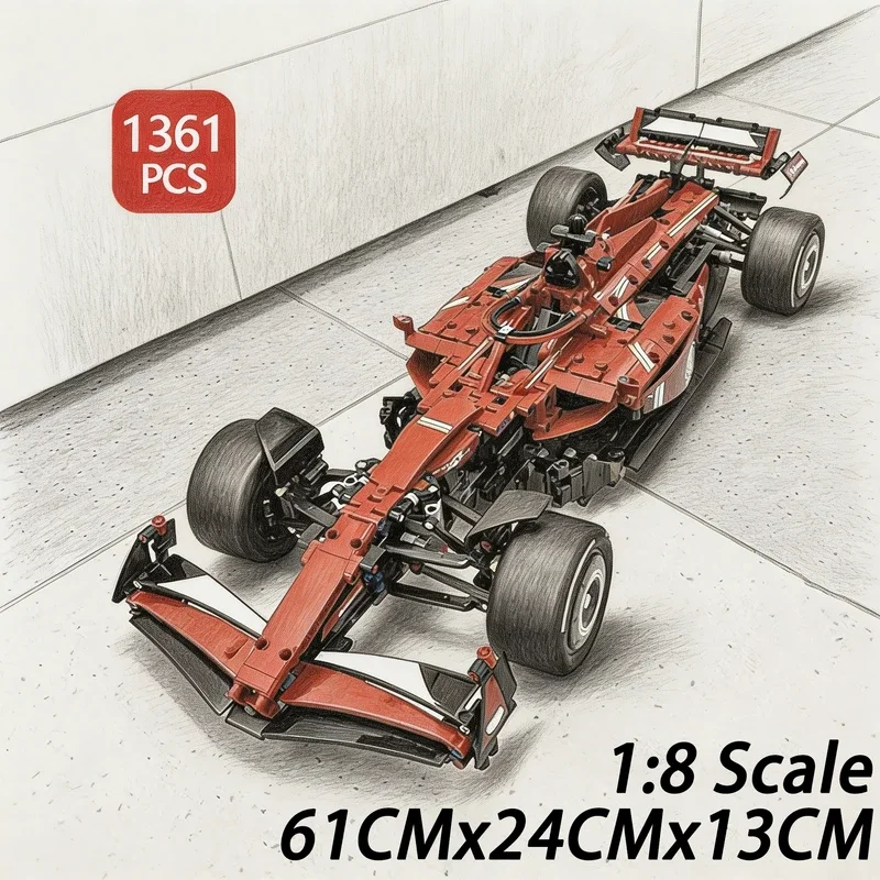 Technical 1:8 RB20 SF-24 1361/1639PCS Race Car Assembly Building Blocks Car Mechanical Kits MOC Collectible Model Birthday Gifts