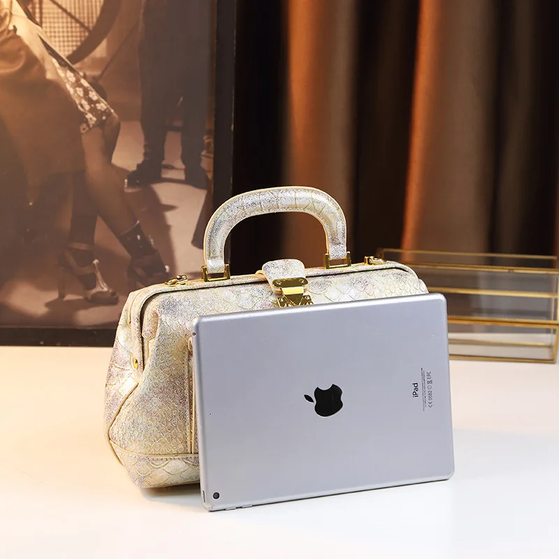2023 New Gold Box Serpentine Fashion Women\'s Bag Lady Genuine Leather Small Handbags Shoulder Messenger Bag Party Evening Bags