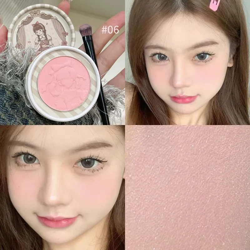 Paleta de colorete en relieve para niña, rosa brillante, polvo de baja saturación, colorete Natural mate, ilumina el maquillaje de contorno de mejillas faciales