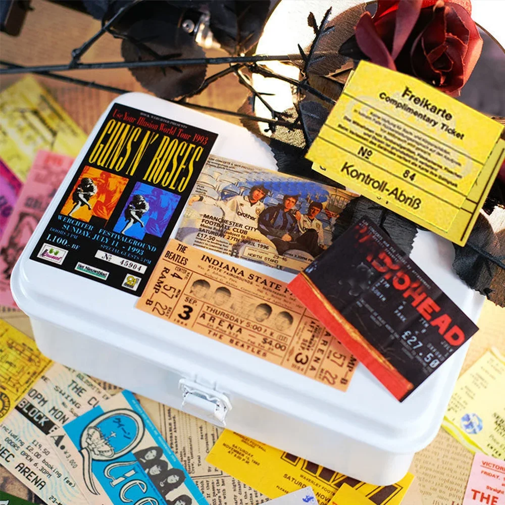 43 Stück Rock-Musik-Ticket-Graffiti-Aufkleber Retro-Band-Aufkleber für Kinderspielzeug Coole Wasserdichte DIY-Aufkleber für Gitarre, Motorrad, Auto – Detail 4