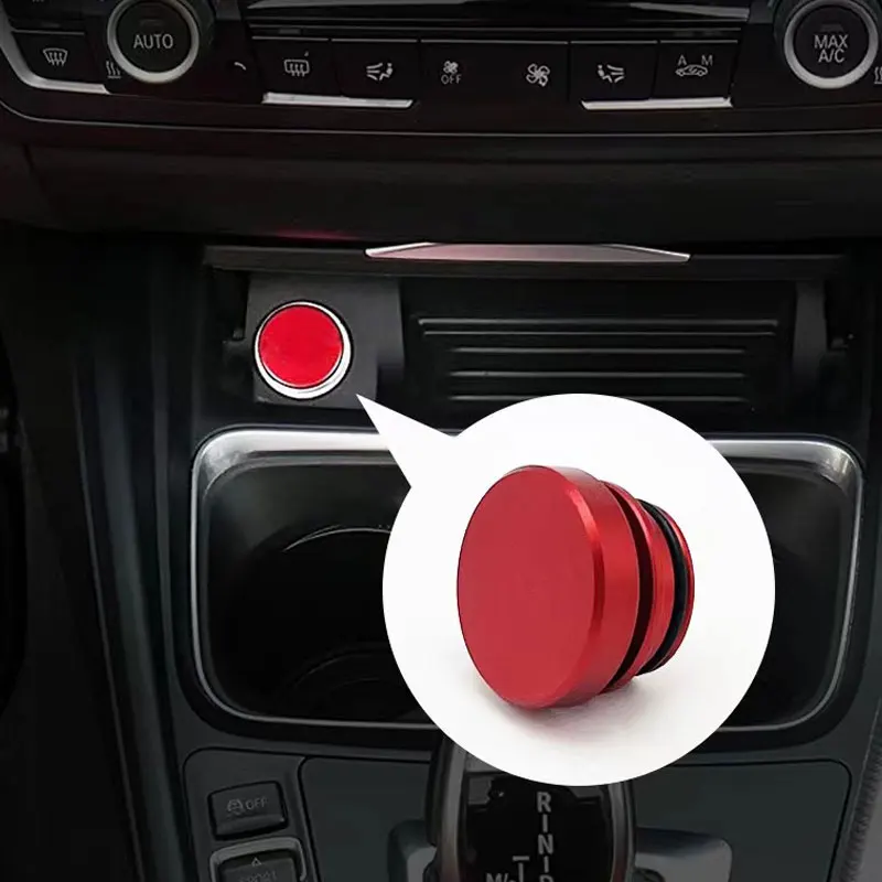 1PC Universal Fire Missile Eject Button Car Cigarette Lighter Cover Universal Aluminum Red Ignition Cap 12V Socket for most cars