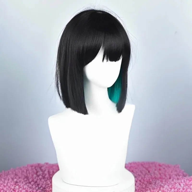 Anime Alien Bühnenkostüm Weißes Kleid Volles kurzes schwarzes Haar Sua Cosplay Kleidung Wigx,5;d'2.y;8'