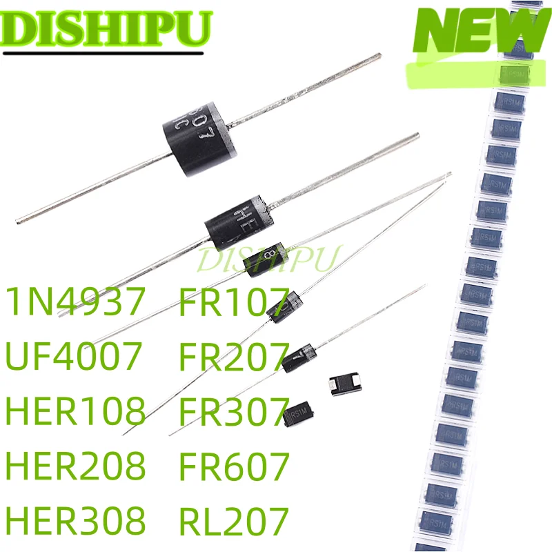 5-50pcs 1N4937 UF4007 HER108 HER208 HER308 FR107 FR207 FR307 FR607 RL207 Fast recovery rectifier diode