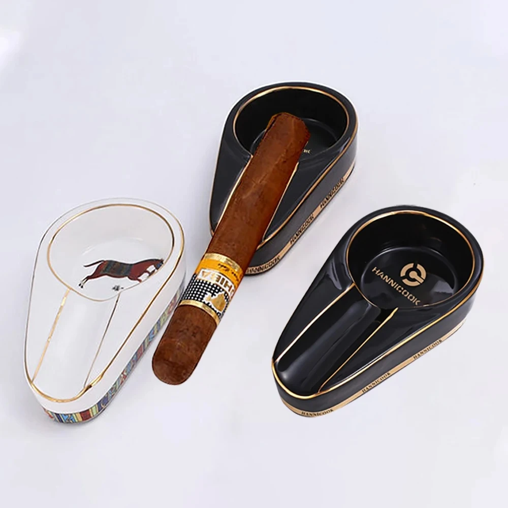 Cigar Gadgets Home Cigar Ashtray Portable Ceramic Cigars Ash Tray Tobacco Cigarette Ashtrays Holder