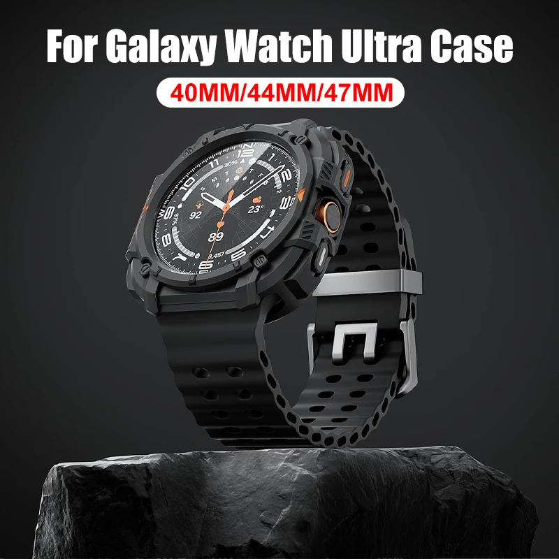 Sport Silicone Case+Band For Samsung Galaxy Watch Ultra 9 8 7 Drop Resistant Protector Cover For Galaxy Watch 40mm 44mm 47mm