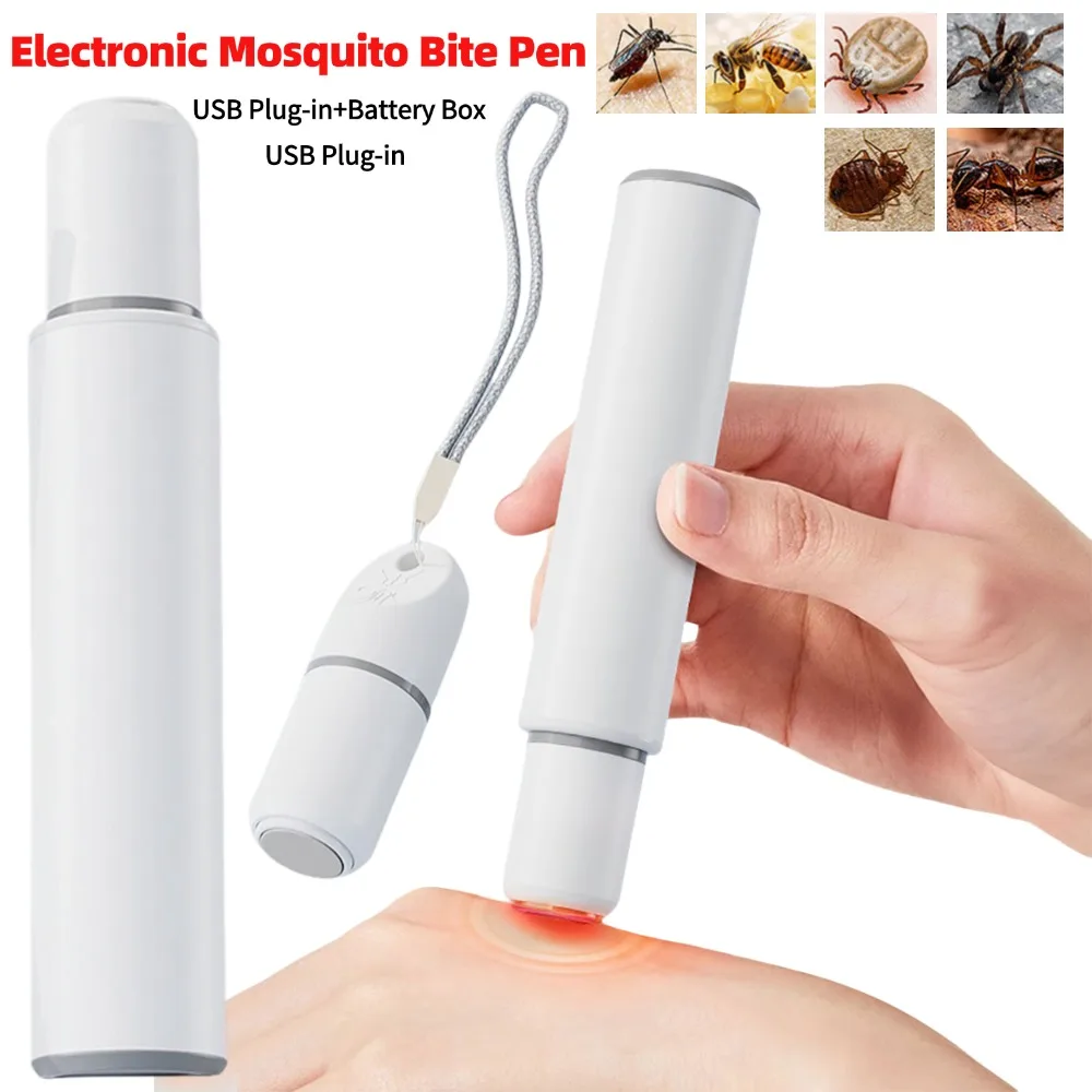 Electronic Mosquito Bite Pen Natural Insect Bite Healer Pen Rechargeable Insect Bite Anti-Itch Pen for Camping Travel Outdoor