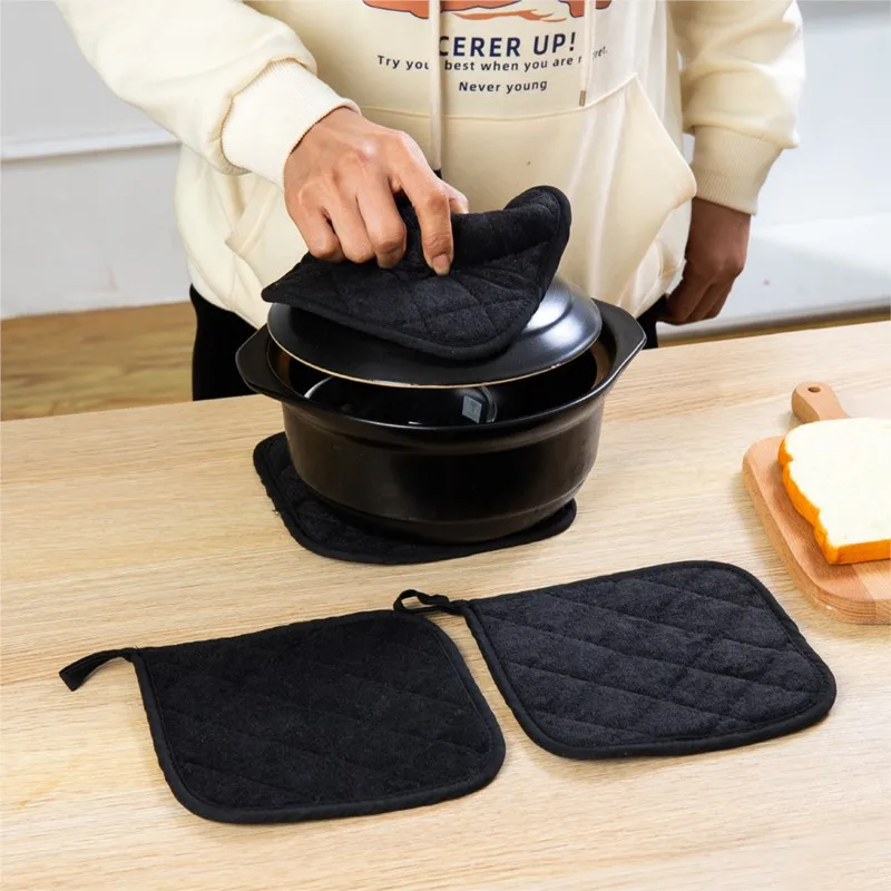 1/2PCS Hitzebeständige Handtuch Topf Halter Baumwolle Nicht-slip Matte halter Halter Hot Pads Tisch Tischset zubehör Küche Backen