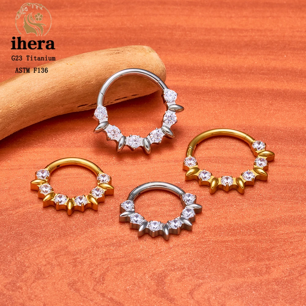 ASTM F136 Titan Birnenförmiger Zirkonia Nasenring 16G Klappbarer Clicker Segment Daith Ohrring Hoop Septum Knorpel Conch Helix Piercing Schmuck – Detail 9