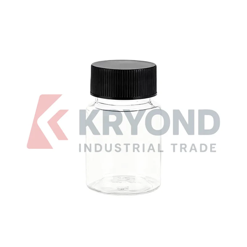 Transparent PET Plastic Bottle Black Cap Wide Mouth Thick Wall 50mL 10pcs Pack Storage Container Laboratory Packaging Research