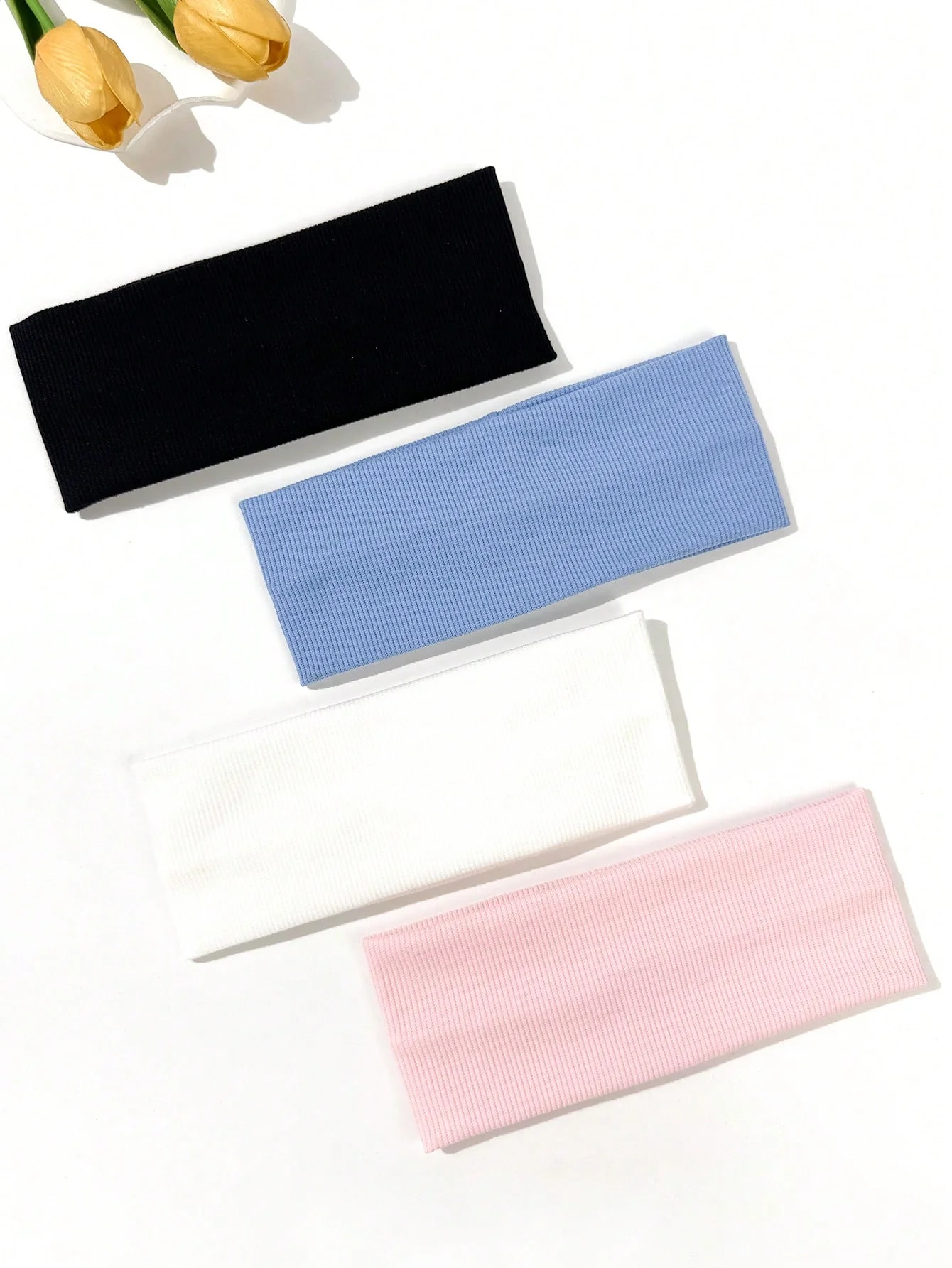4-piece set of solid-color hair bands for women's yoga and fitness, sweat-repellent, elastic, fashionable headbands view 2