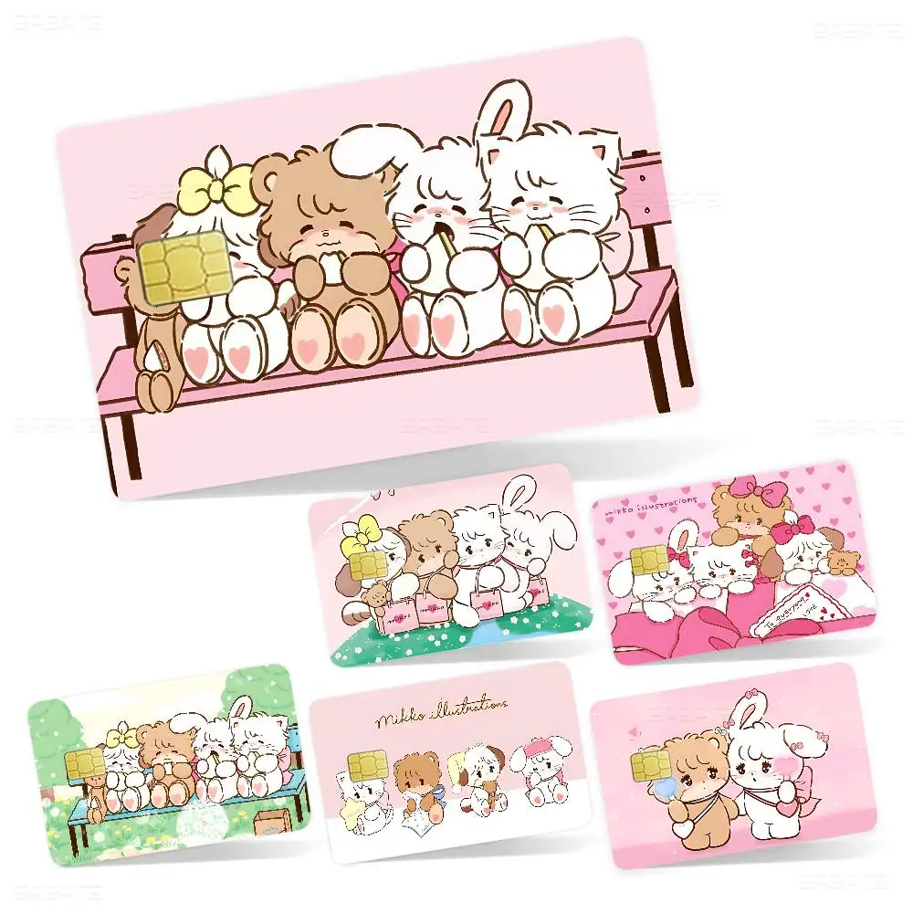 Cute M-Mikko I-Illustrations 2024 Anime Cartoon Skin Stickers Film Tape Case for Big Credit Debit Card Front Side