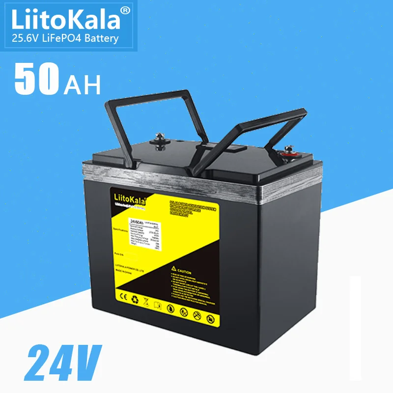 LiitoKala 24V50Ah Lifepo4 battery lithium with 50A BMS for inverter solar panel scooter backup power boat light 29.2V 10A