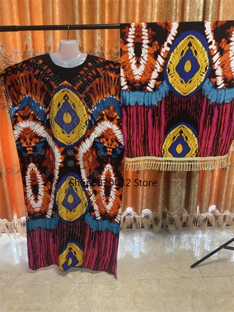 2025 Nuovo abito caftano afro per donna Comodo abito a maniche lunghe con spalle scoperte Abito estivo da spiaggia con frange taglie forti