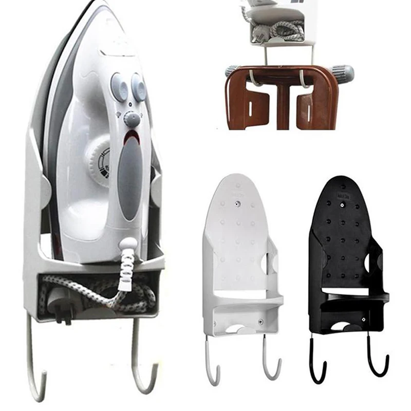 Portable Iron Holder Hotel Household Ironing Board Hanger Black White Wall Mount Iron Storage Rack Home Storage Supplies