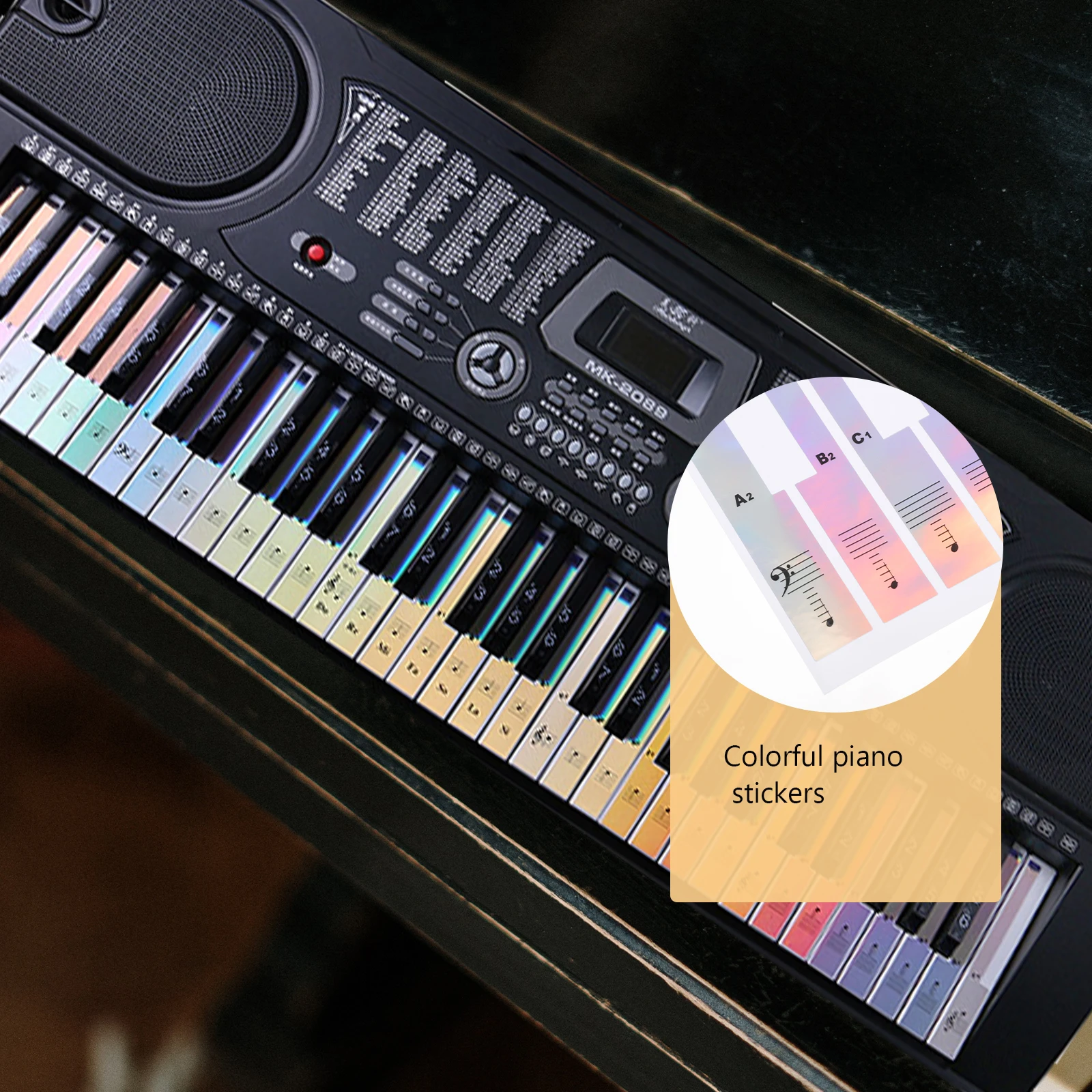 

2 Pcs Keyboard Phonetic Stickers Piano Decals Scale Detachable Accessories Music Beginner Training Labels