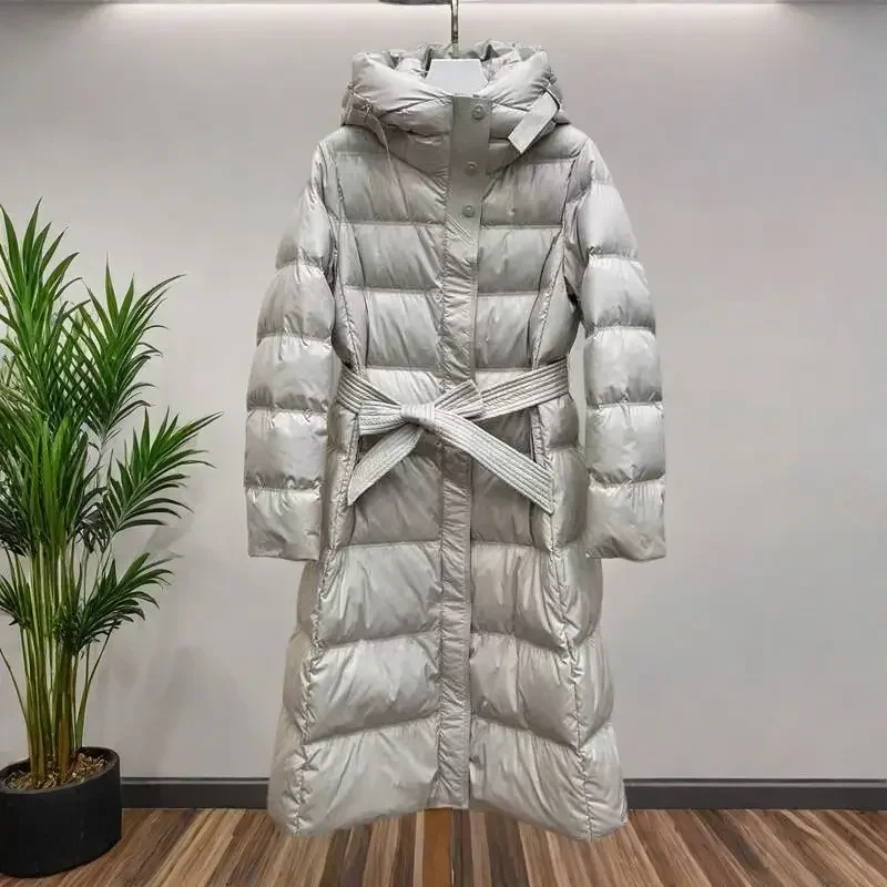 2024 Winter Fashion New Women's Down Jacket Loose Commuter Slim Fit Strap White Duck Down Coat