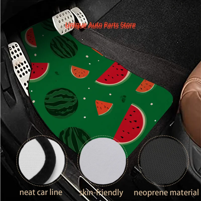 Car Floor Mats Non-Slip Set of 4 Watermelon Splash Car Floor Mats Front Rear Carpets Mat, Decorative Car Foot Floor Carpets Rugs