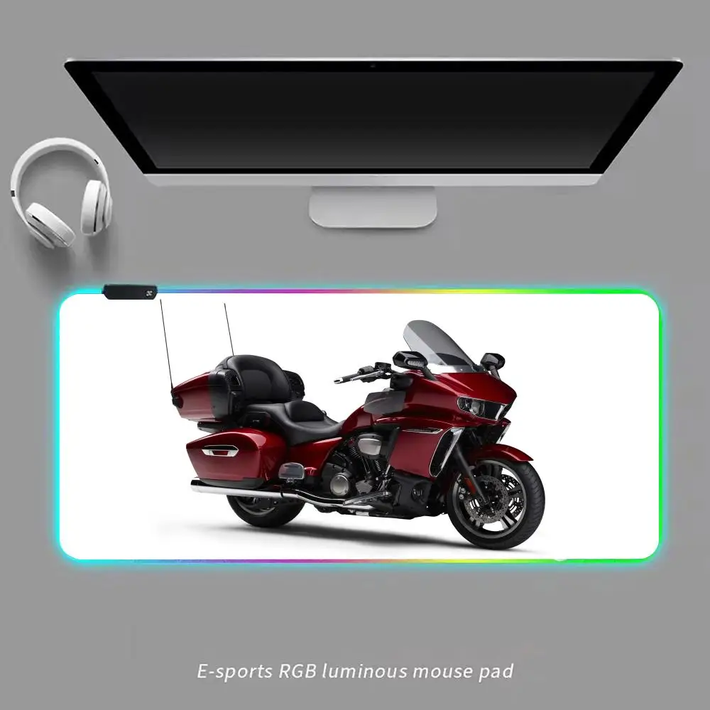 Motorcycle Y-yahama Cool Mouse Pad RGB Gaming Mouse Pad Desk Mat HD Gamer Large LED Light XXL MousePads
