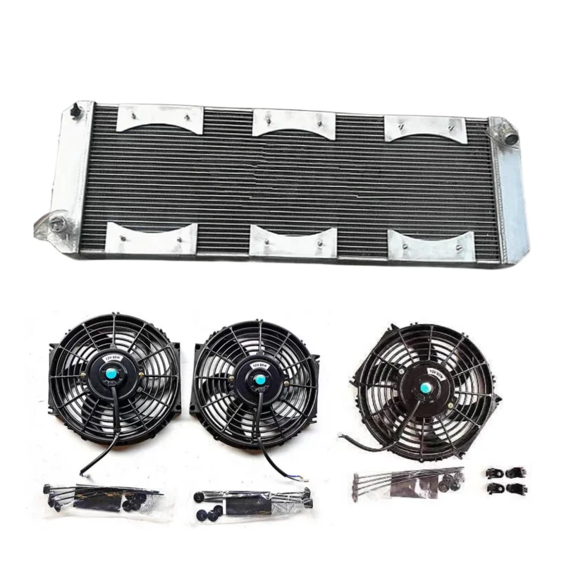 Aluminum Radiator+Shroud+Fans for 1988-2004 Lotus Esprit S4/SE/S4s/V8/GT/GT3 Manual MT 1989 1990 1991 1992 1993 1994 1995