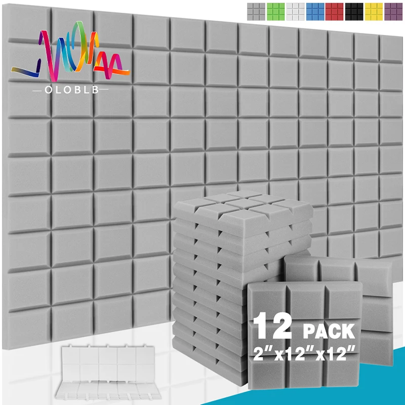 

Soundproofing Foam Studio Acoustic Panels 12pcs Noise Canceling Panels With Beveled Edge 9 Block Tiles Sound Absorbing Material