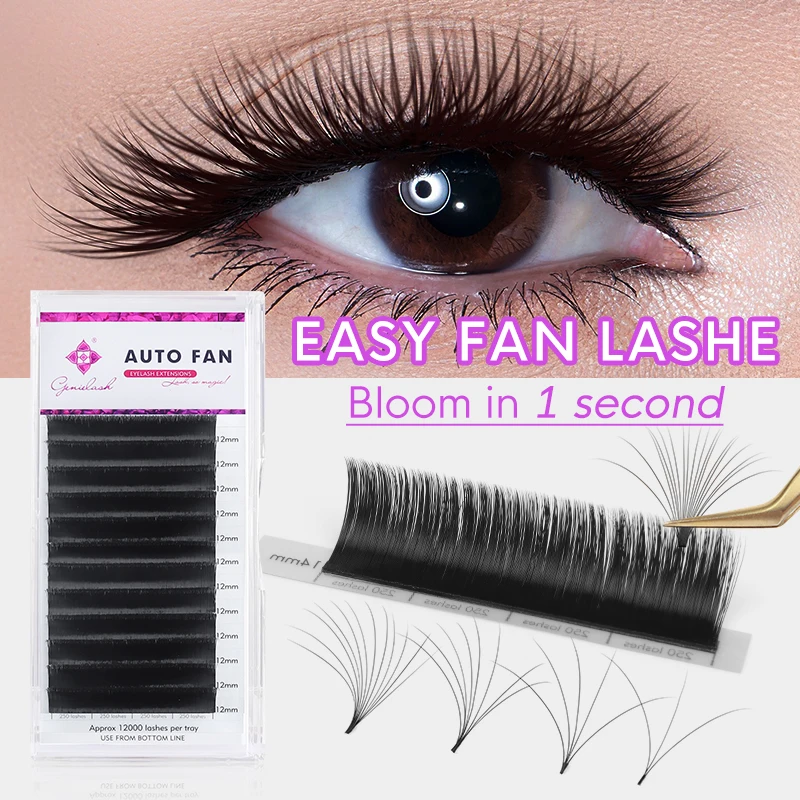 

Genielash Easy Fan Eyelashes Extensions Fast Blooming Eyelashes 0.07 Russian Volume Auto Fan Eyelashes Natural Cilia Lashes