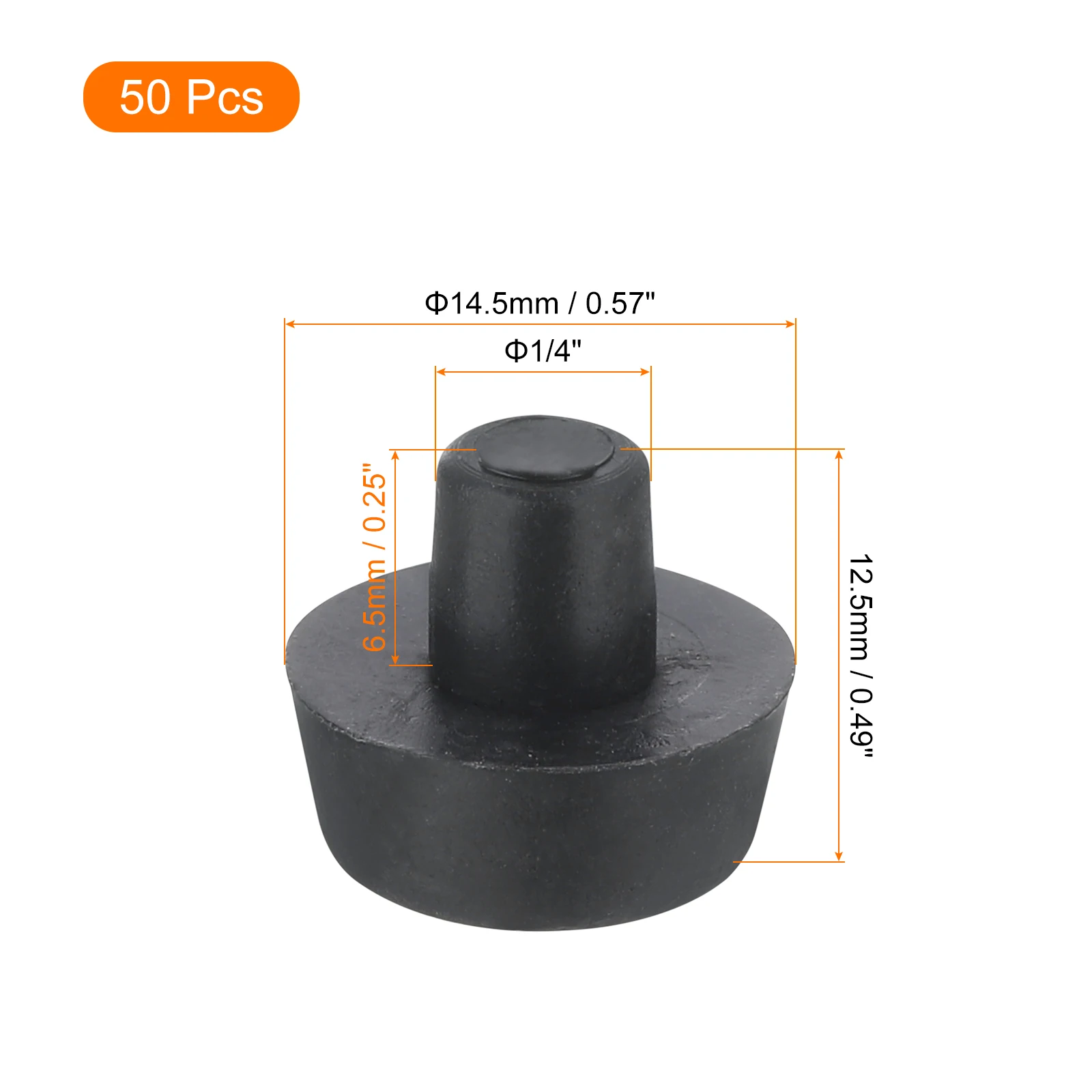 50 Pcs Rubber Stem Bumper Glides Glass Top Table Bumpers with Stem 1/4 Inch Hole for Cabinet Doors Patio Furniture Black White