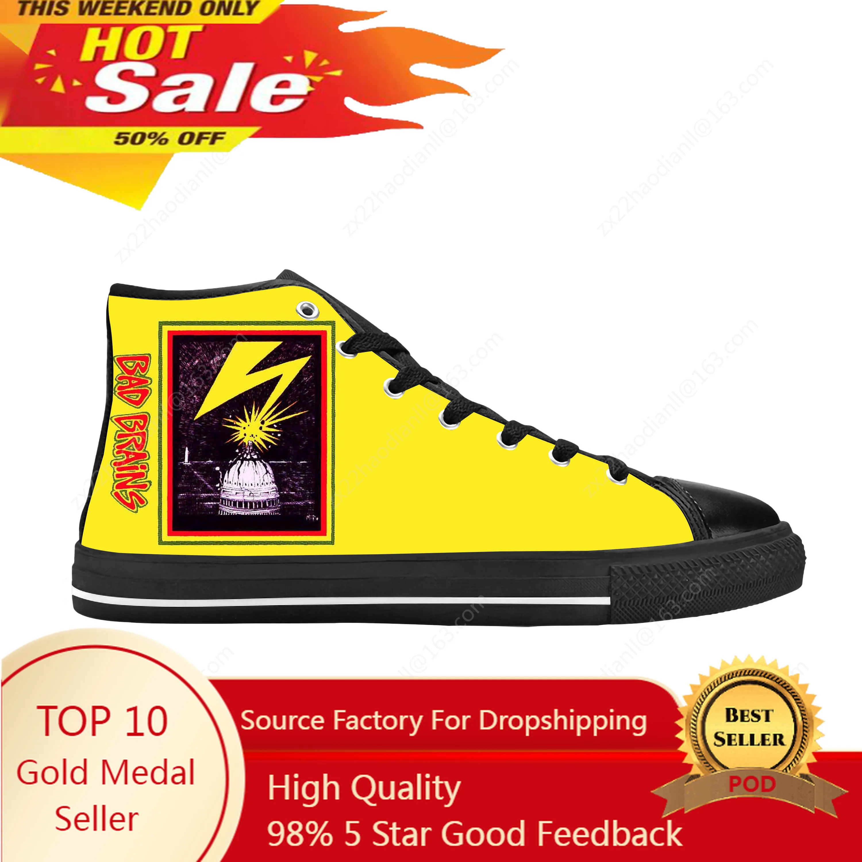 

Bad Brains Punk Rock Band Singer Music Cool Funny Casual Cloth Shoes High Top Comfortable Breathable 3D Print Men Women Sneakers