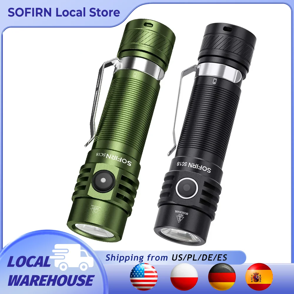Sofirn SC18 1800lm SST40 LED  EDC Flashlight 18650 Torch TIR Optics Lens USB C Rechargeable Lantern