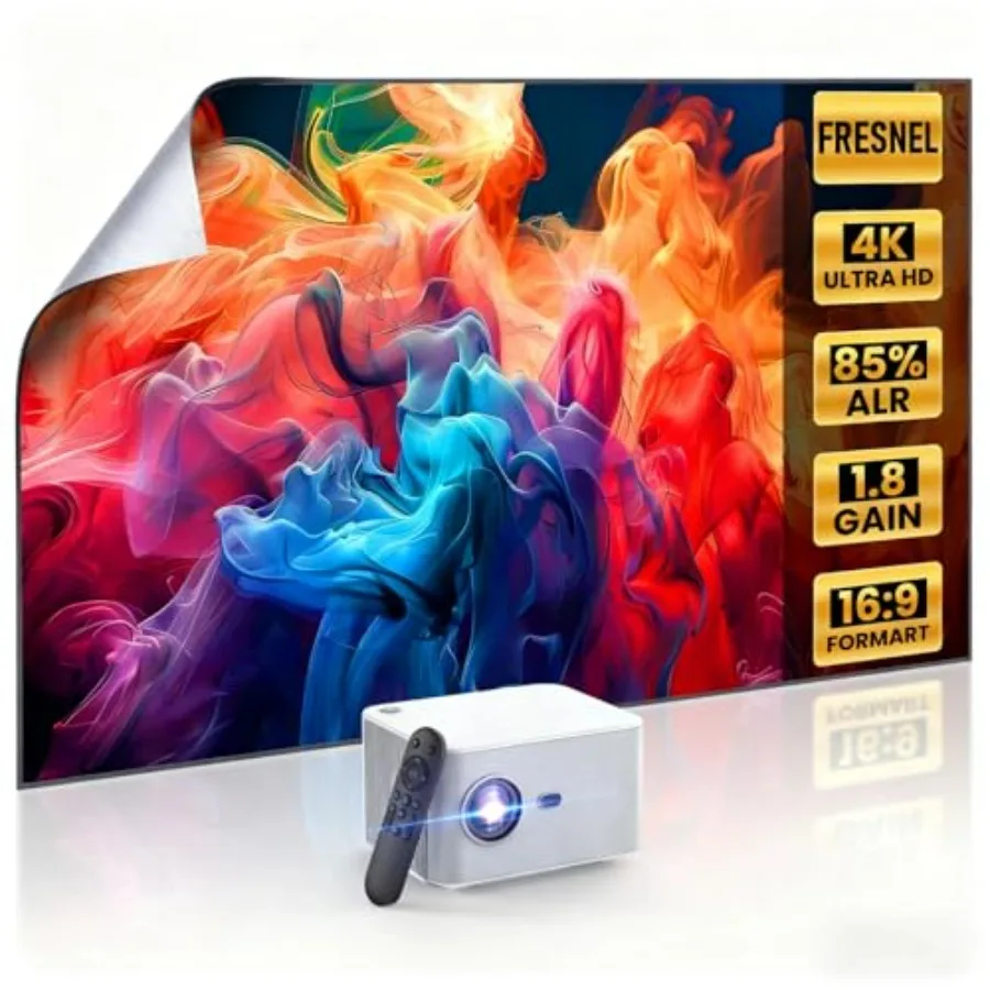 

Home Theater Projector with Built-In App and Fresnel 85 ALR Screen for Daylight Use 1.8dB Gain 100 sRGB Support 8K/4K Resolutio