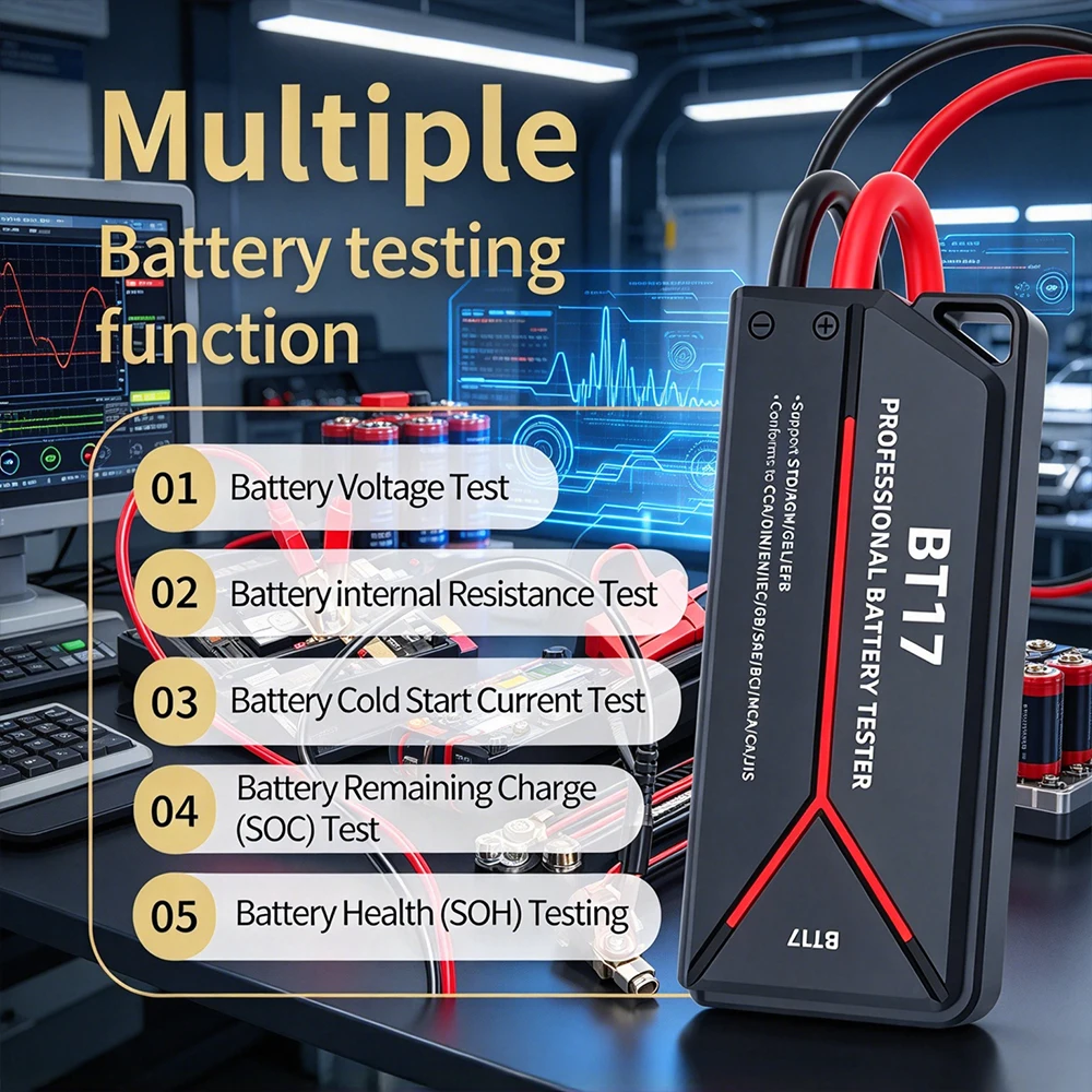 Smart Car Battery Analyzer BT17 Bluetooth Jump Starter Clip Auto Battery Diagnostic Tool For Vehicle