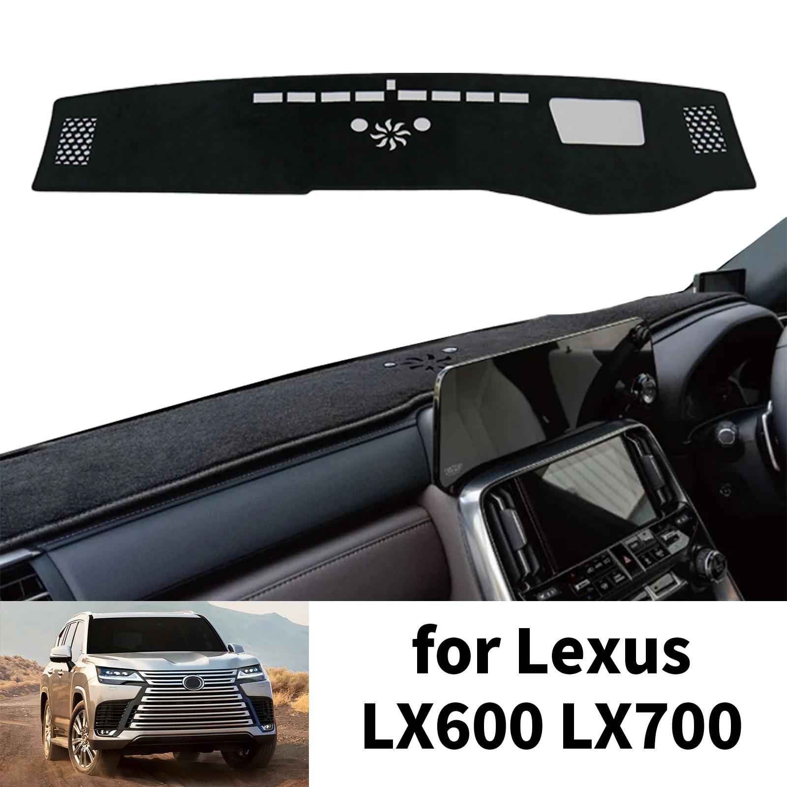 

Car Dashboard Mat Fit for Lexus LX600 LX700 LX 600 700 LX600H LX700H Dash Mat Dashmat Accessories Sunshade Protective Carpet