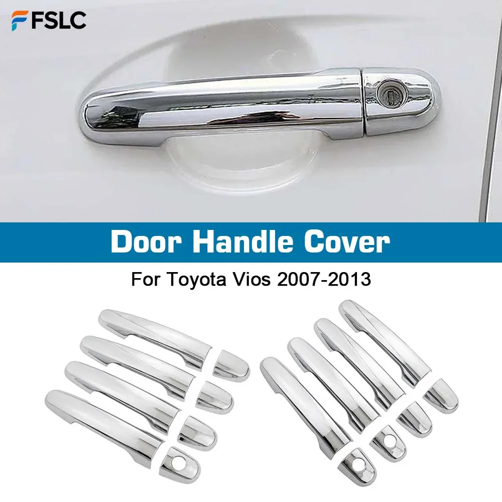

⭐Genuine⭐ Car Upgrade Decoration Chrome Silver Door Handle Cover For Toyota Vios 2007-2013 Cars Accessories Exterior Styling