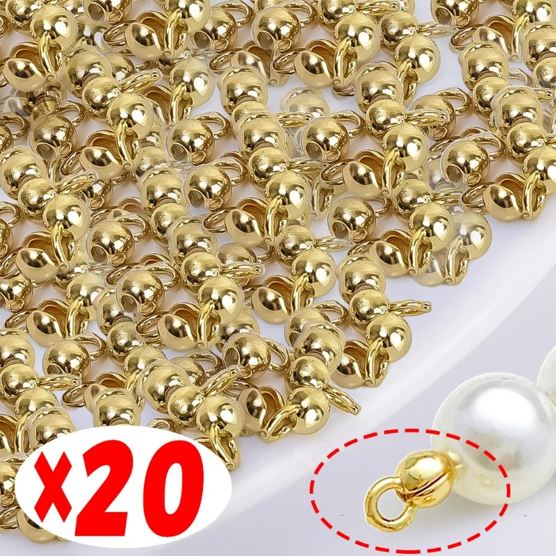 20/5pcs DIY Bead Tip Chain Connector Stainless Steel Clamshell Pressed Clasp Buckle Bead Tips Crimp Ends Connection Clip Jewelry