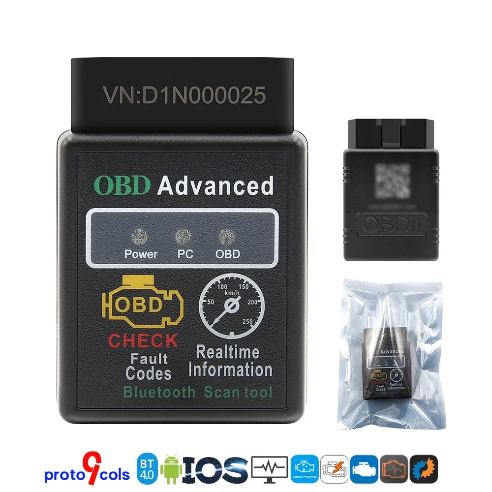 ELM327 블루투스 4.0 자동차 OBD2 스캐너, ELM 327 BT, 안드로이드, IOS, 윈도우 9 프로토콜, OBD 코드 리더, OBDⅡ 자동차 진단 도구